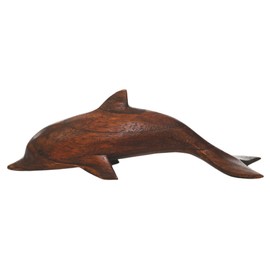 8" Hand Carved Wood Hawaiian Dolphin Figurine