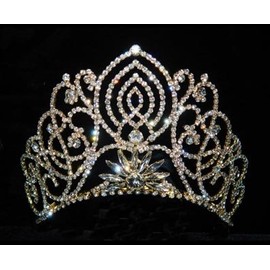 #11919G - Large Living Orchid Tiara - Gold Plated