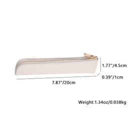 YONBEN Faux Leather Pencil Case Cute Thin Slim Pouch Simple and Stylish Lightweight (Beige,Faux Leather)