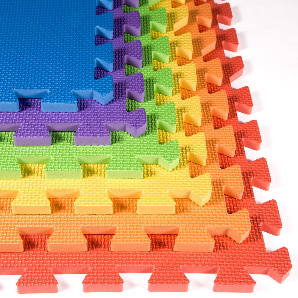 IncStores Rainbow Foam Tile Playmats 2ft x 2ft Children's Portable Soft Flooring