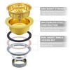 KONE 3-1/2 Inch Kitchen Sink Drain Assembly Stainless Steel Gold