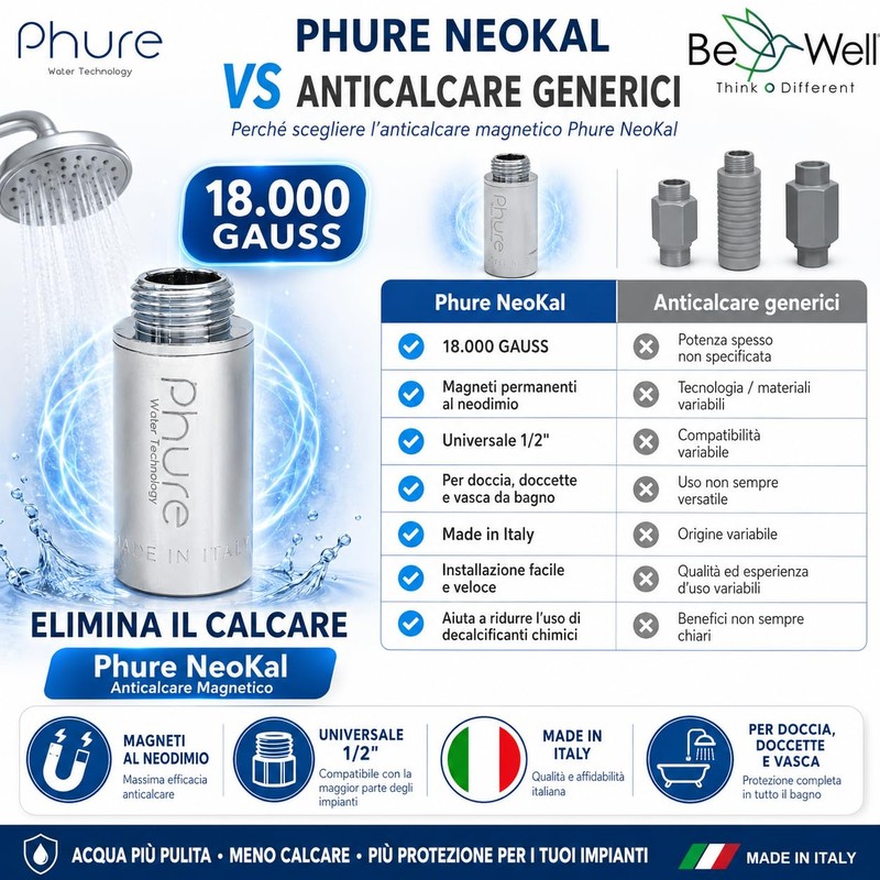 Phure Neokal Anti Limescale Protector for Shower, Handheld Shower, Bathtub,