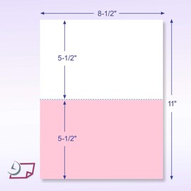 Pack of 500 Sheets 8-1/2 x 11" 2 Part Perforated Paper, Great for Invoices, Receipt, Statement etc. (White/Pink)