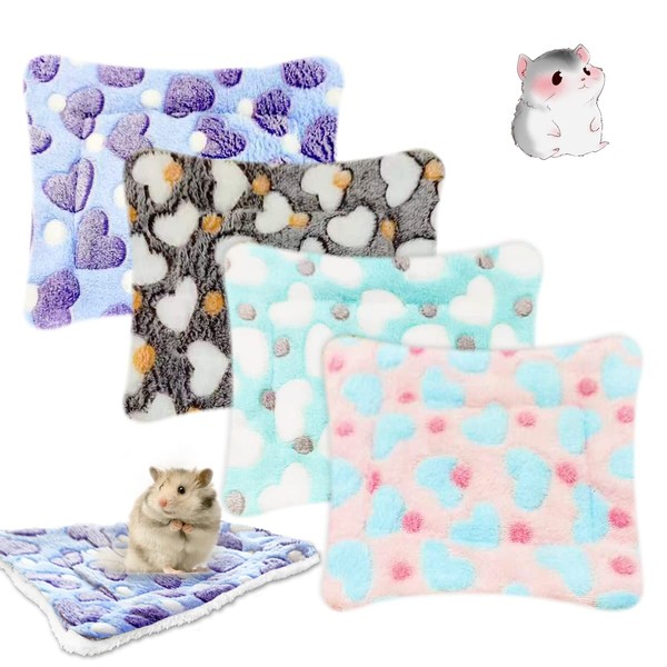 EAEDMY 4 Pieces Guinea Pig Bunny Comfortable Bed Mats Pads,