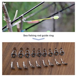 EMSea 36pcs 1.6-8.6mm Fishing Rod Tips Repair Kit Fishing Rod Rings Guide Stainless Steel Fishing Spare Parts for Saltwater Freshwater