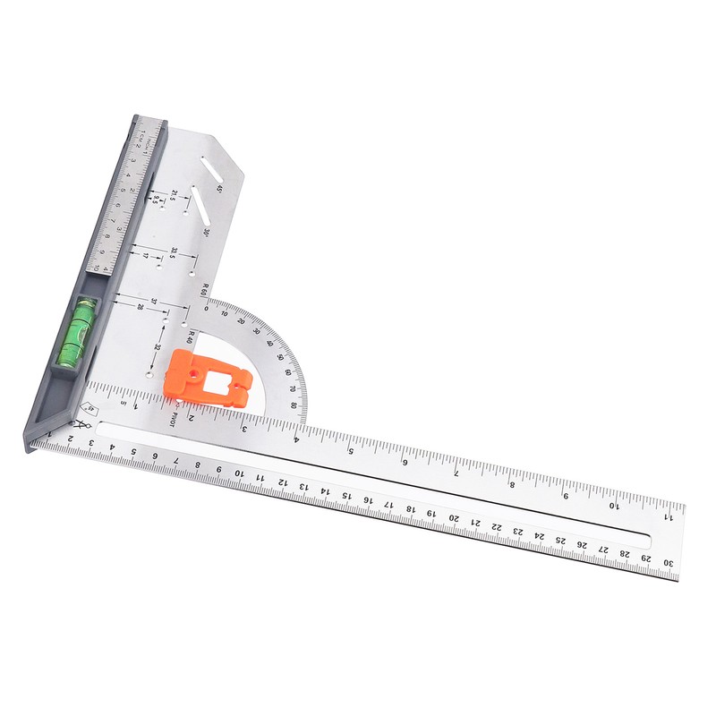 12in L Square Ruler Multifunction Scale Standard Carbon Steel Detachable