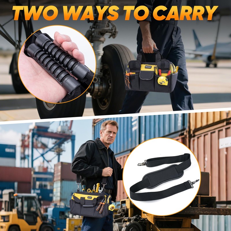TICONN Heavy Duty Tool Bag with Multi-Pockets, Portable Tool Box