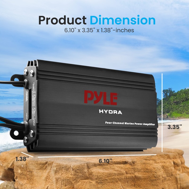 Pyle 800W 4-Channel Hydra Marine Micro Amplifier - Waterproof -