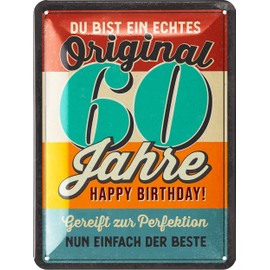 LANOLU Tin Sign 60 Sign Birthday - 60s Sign Original - Decorative 60th Birthday Man, 60th Birthday Decoration, Funny Birthday Sign 60 as Birthday Card 60 - Metal Sign 15 x 20 cm