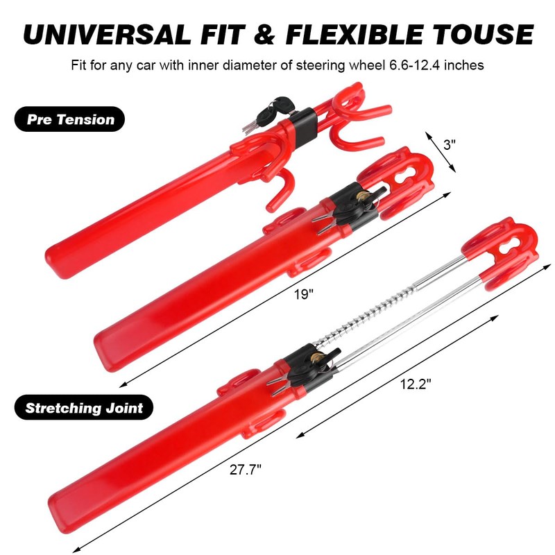 Car Steering Wheel Lock Anti-Theft Device,Red Car Steering Wheel Lock