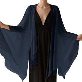 Eychei Navy Blue Chiffon Scarf, Soft Breathable Chiffon Shawls and Wraps, Elegant Silky Women's Hijab for Evening Dresses Wedding Bridal Scarves (67 x 28 inches)