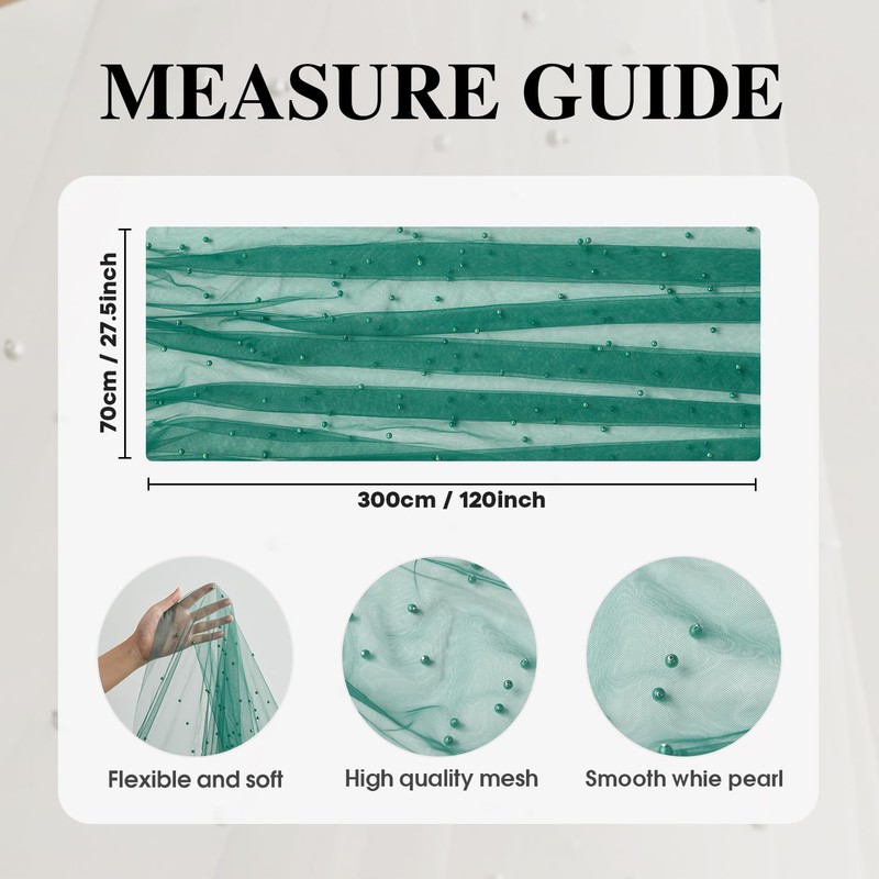 Artoid Mode Pearl Dark Green Gauze Table Runner 120 Inch
