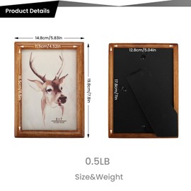 Set of 2 wooden picture frames, 5x7 inches, deer (13x18cm)