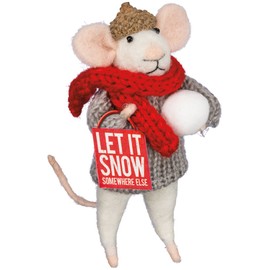 Primitives by Kathy Mouse 4.50 Inches Tall Let It Snow Somewhere Else Box Sign Mouse Home Decor