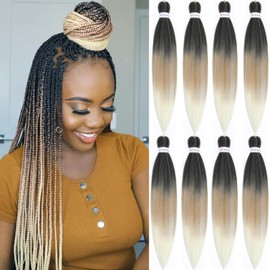 Alrence Pre Stretched Braiding Hair Long Braid 26 Inch 8 Packs Professional Braiding Hair Extensions Synthetic Crochet Twist Braids (26 Inch, 1B/27/613)