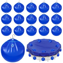 16 Pack Pool Cover Weights with S Hooks, Pool Cover Weights Above Ground, Antifreezing Thick PVC Weights for PoolCover for Fix Above Ground PoolCover