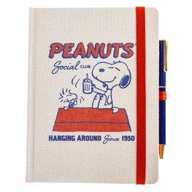 Graphique Peanuts Social Club Journal Plus Pen, Hardcover Lined Diary Notebook for Writing, 160 Pages, 6” x 8”