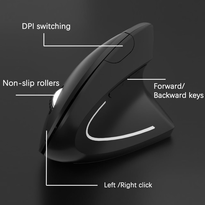 Wireless Vertical Mouse,SUIJIEEN Ergonomic Mouse 2.4GHz Optical Carpal Tunnel Mouse