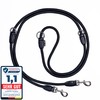 elevenants® Adjustable Dog Lead 3 Metres, Robust Nylon Shoulder Lead for Medium to Large Dogs, Lead with 200 kg Tensile Force, Double Lead with 2 Carabiners (Black)