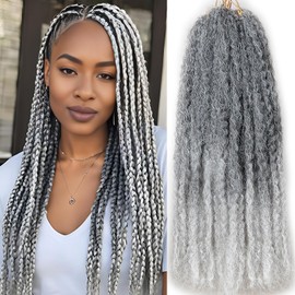 Marley Twist Braiding Hair 24 Inch 8 Packs – Fluffy&Tangle-Free Cuban Twist Hair for Braiding, Natural Look Synthetic Long-Lasting Spring Afro Kinky Twist Hair Extensions (1B/Grey)