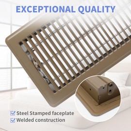 Howeall 6x14 Inch Floor Vents Heavy Duty Floor Registers, Floor Air Vent Covers for Home Floor Wall Ceiling, Rust Proof Finish Registers Grilles & Vents - Brown