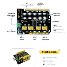 KEYESTUDIO 16-Channel 12-bit Servo Motor Shield for Arduino