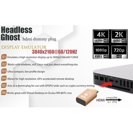 BKFK 2.1 HDMI Dummy Plug, hdmi Dummy, Dummy hdmi Headless Display Adapter Supports 4K@120Hz, 1440p@120Hz, 1080p@120Hz Virtual Monitor EDID Emulator