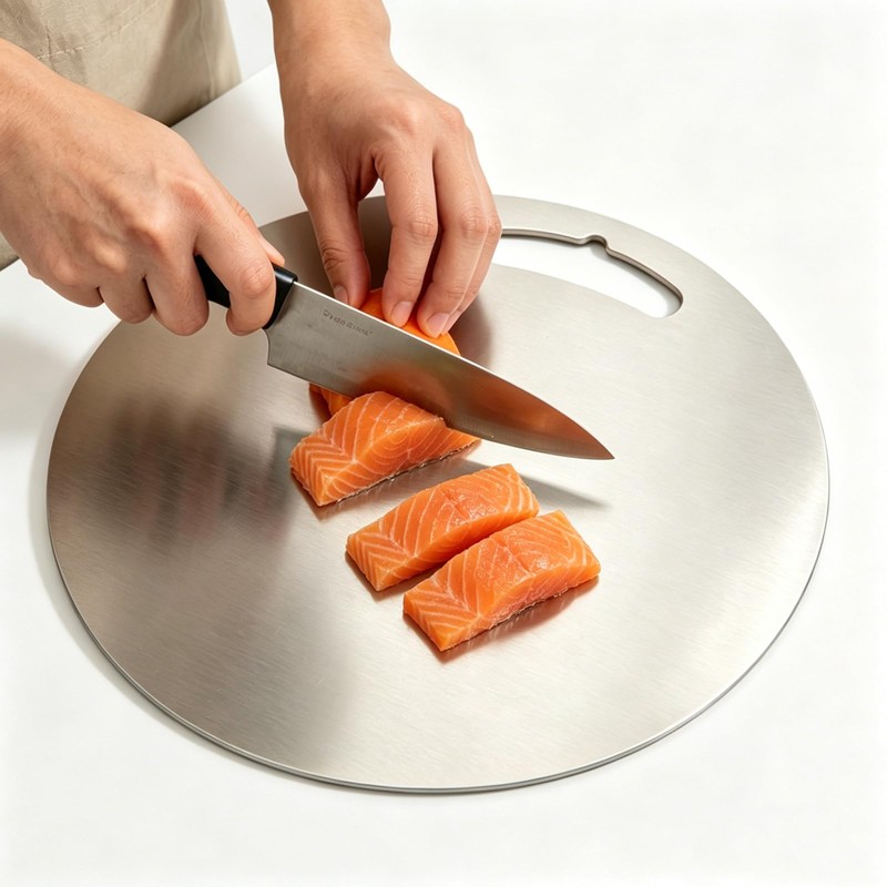 304 stainless steel cutting board mat, heavy-duty solid round double-sided
