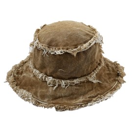 Bucket Hat Denim Fisherman Hat for Women Fringe Wide Brim Summer UV Protection Sun Hat Distressed Beach Hat