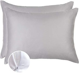 100% Bamboo Pillowcase - Set of 2 King Pillow Case Zippered, Cool Pillow Cases for Hot Sleepers