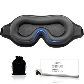 Albatross Health New England Sleep Eye Mask for Men Women, Lash Extensions 3D Sleeping Mask, Travel Blackout Night Blindfold Eye Shade Cover with Adjustable Strap (Grey-3D)