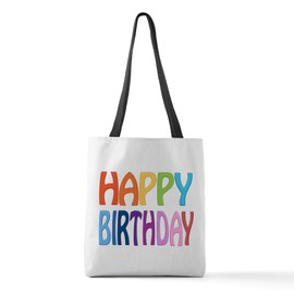 CafePress Happy Birthday Happy Colourful Greeting 2 Polyes Polyester Tote Bag 16"x16"