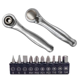 Pluvyze 1/4 Inch Mini Ratchet Set, 72 Teeth Mini Ratchet + 10 Batch Head Set, Bit Ratchet Quick Release Screwdriver, Ratchet is Suitable for Maintenance and DIY, Daily Maintenance