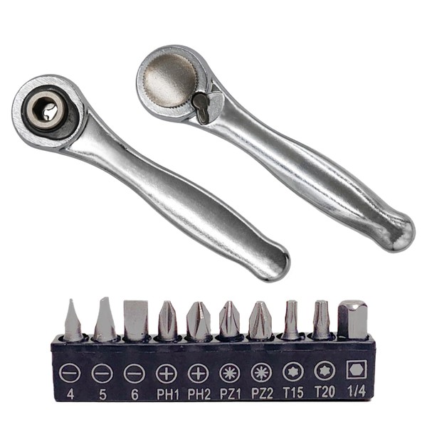 Pluvyze 1/4 Inch Mini Ratchet Set, 72 Teeth Mini Ratchet