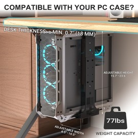Adjustable Under Desk PC Mount - Black