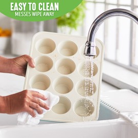 GreenLife 12-Cup Muffin Pan, PFAS-Free Healthy Nonstick Baking Tray, 11.4" x 1.9" x 15.9", Durable Ceramic Bakeware, Cupcakes, Egg Bites, Tarts, Brownies, Turquoise