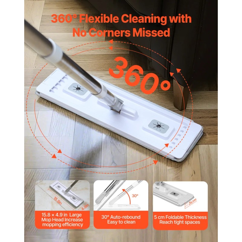 VEVOR Mop and Bucket with Wringer Set 3 Mop Pads