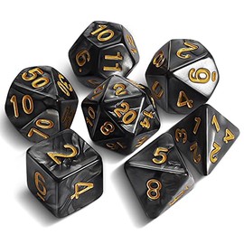 CiaraQ DND Dice Set Polyhedral Dice (7 Pieces) with a Black Pouch for Dungeons and Dragons RPG MTG Role Playing Table Games