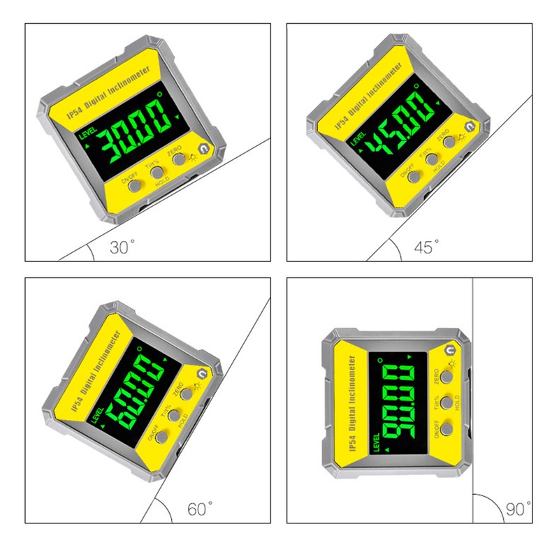 4 x 90 Degrees Digital LCD Protractor Inclinometer Magnetic 0.2°