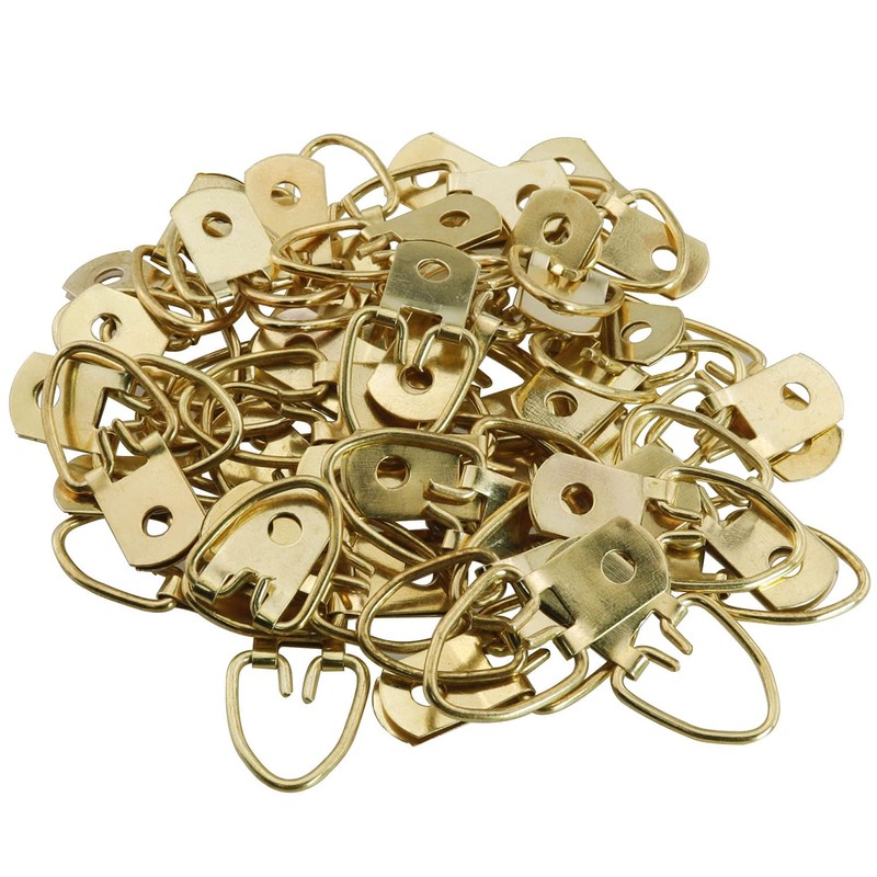 MEETOOT 50pcs D-Ring Picture Hanger 13x32mm Gold Color Single Hole