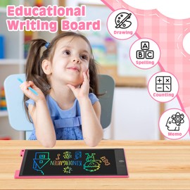 LCD Writing Tablet, 12 Inch Colorful Doodle Board Drawing Tablet for Kids, Reusable Electronic Drawing Pad, Learning Toys Birthday Gift for 3 4 5 6 7 8 Years Old Girls Boys (Pink)
