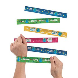 Fun Express Love The Earth Slap Bracelet - 12 Pieces - Educational and Learning Activities for Kids