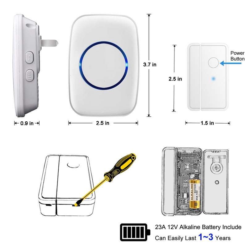 Door Chime When Door Opens, FullHouse Door Sensor Wireless Entry