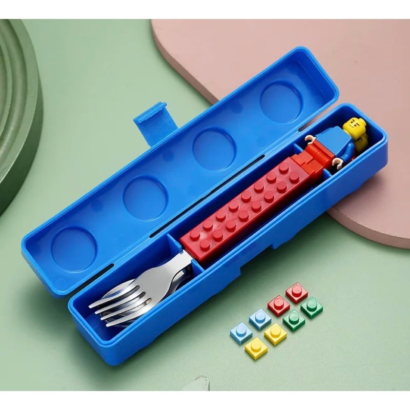 Building Block Cutlery Set, Spoon and Fork with building blocks