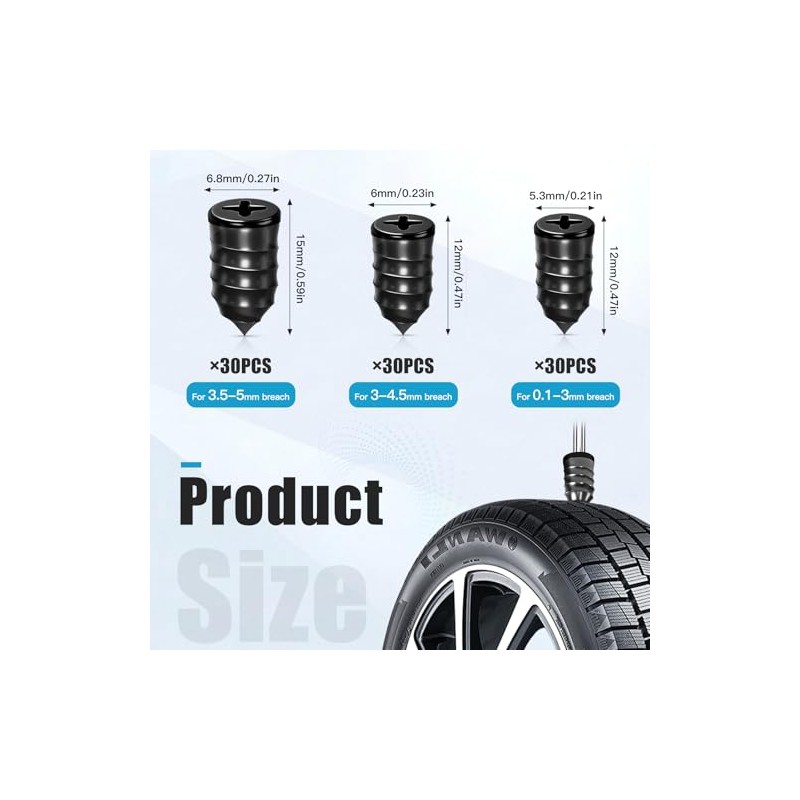 90 PCS Tire Repair Kit with Screws and Screwdriver for