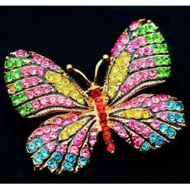 Unbranded High Style Colorful BUTTERFLY Rhinestone Pink Blue Yellow Summer SPARKLE Brooch