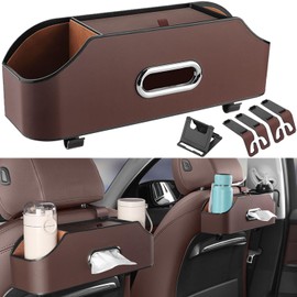 Vyqloren Multifunctional Car seat Back Storage Box Car Back Seat Organizer with 2 Cup Holder Tissue Box for Kids and Travel back seat car organizer(Brown)