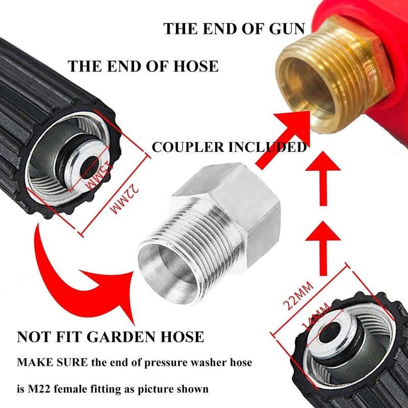 Hourleey Pressure Washer Gun, Red High Power Washer Gun with