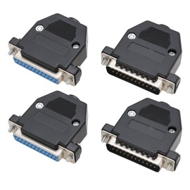 eMagTech 2 Pairs DB25 Welding Wires with Male and Female Double Row 25 Pin Black Shell Core Plug Serial Connector 25 Pin Female Plug (54 x 44 x 16.6 mm)