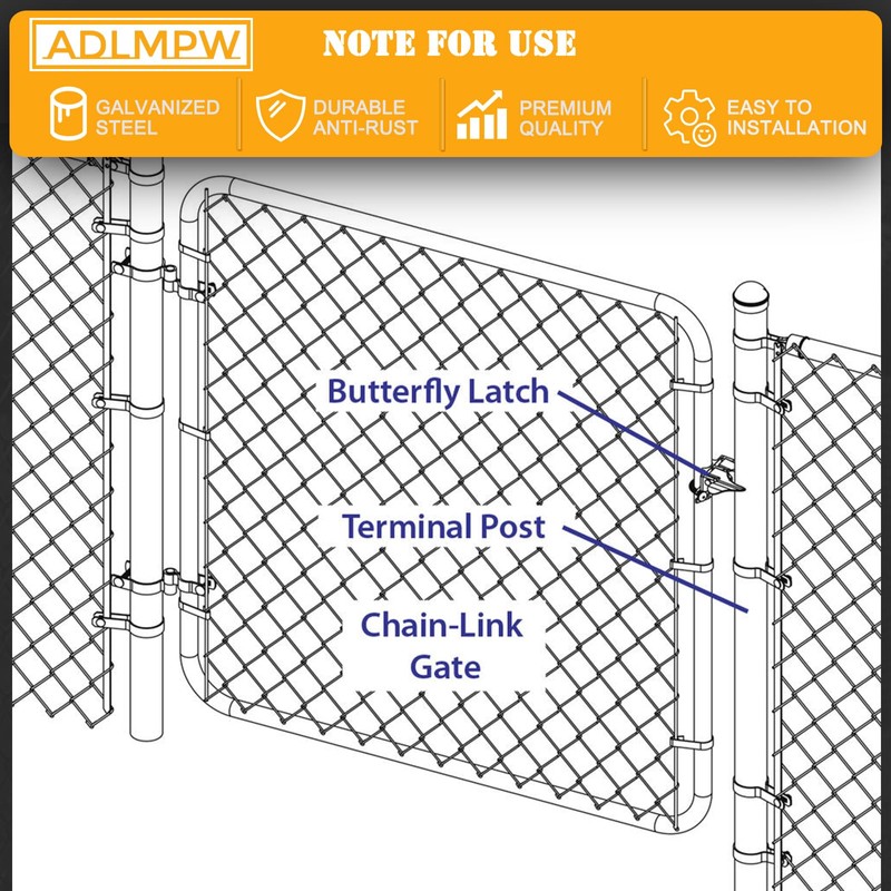 1-3/8" x 2-3/8" Chain Link Fence Butterfly Gate Latch, Galvanized